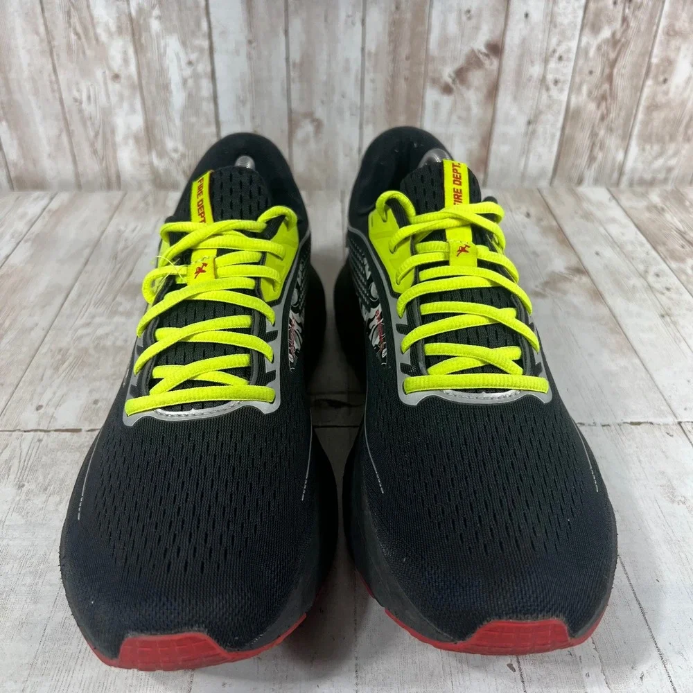 Brooks Trace Fire Dept Men Running Shoes Black Yellow 1103881D011 Size 10.5
